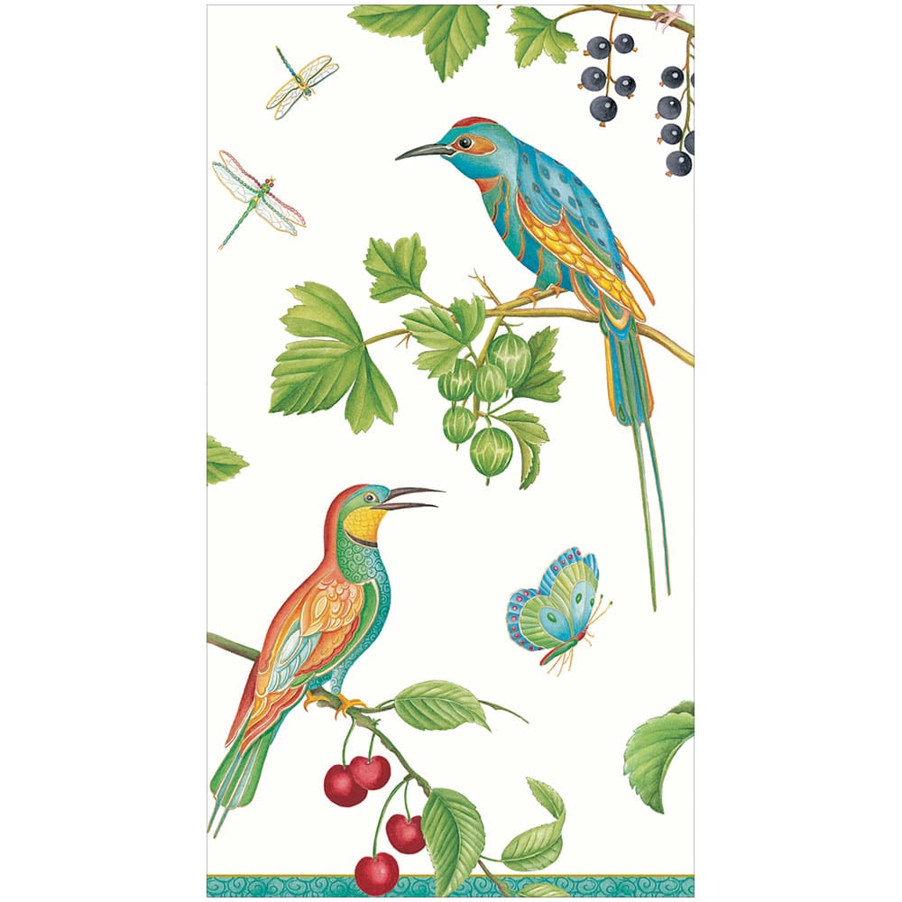 Caspari Jeweled Birds Ivory 2 Napkin, Guest