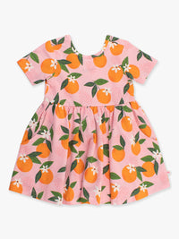 Girls Orange You The Sweetest Short Sleeve Knit Twirl Dress