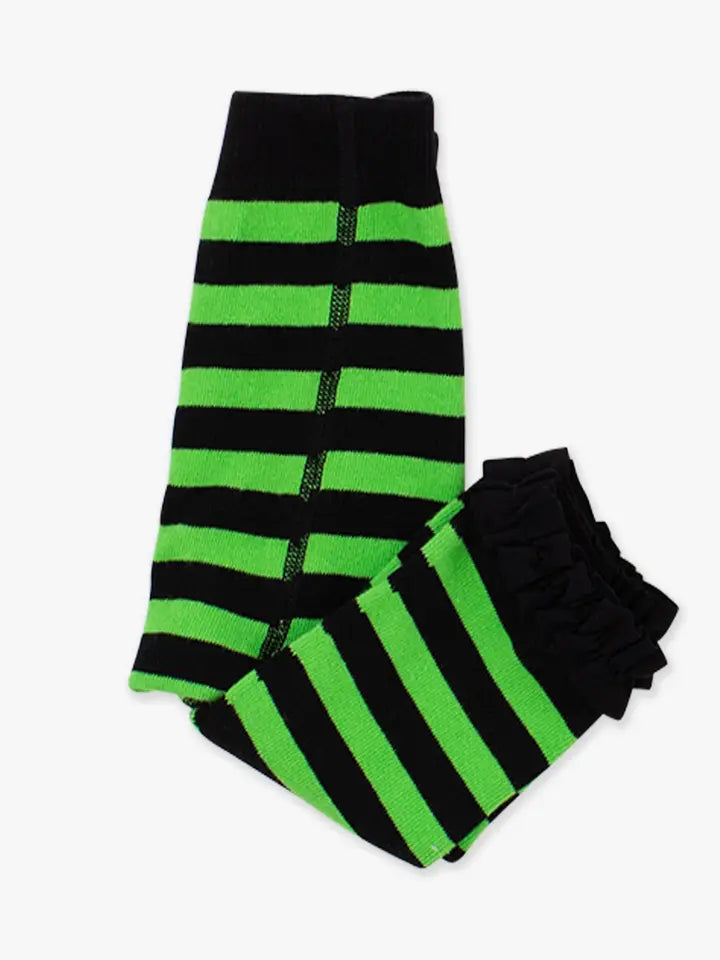 Green Stripe Footless Ruffle Tights