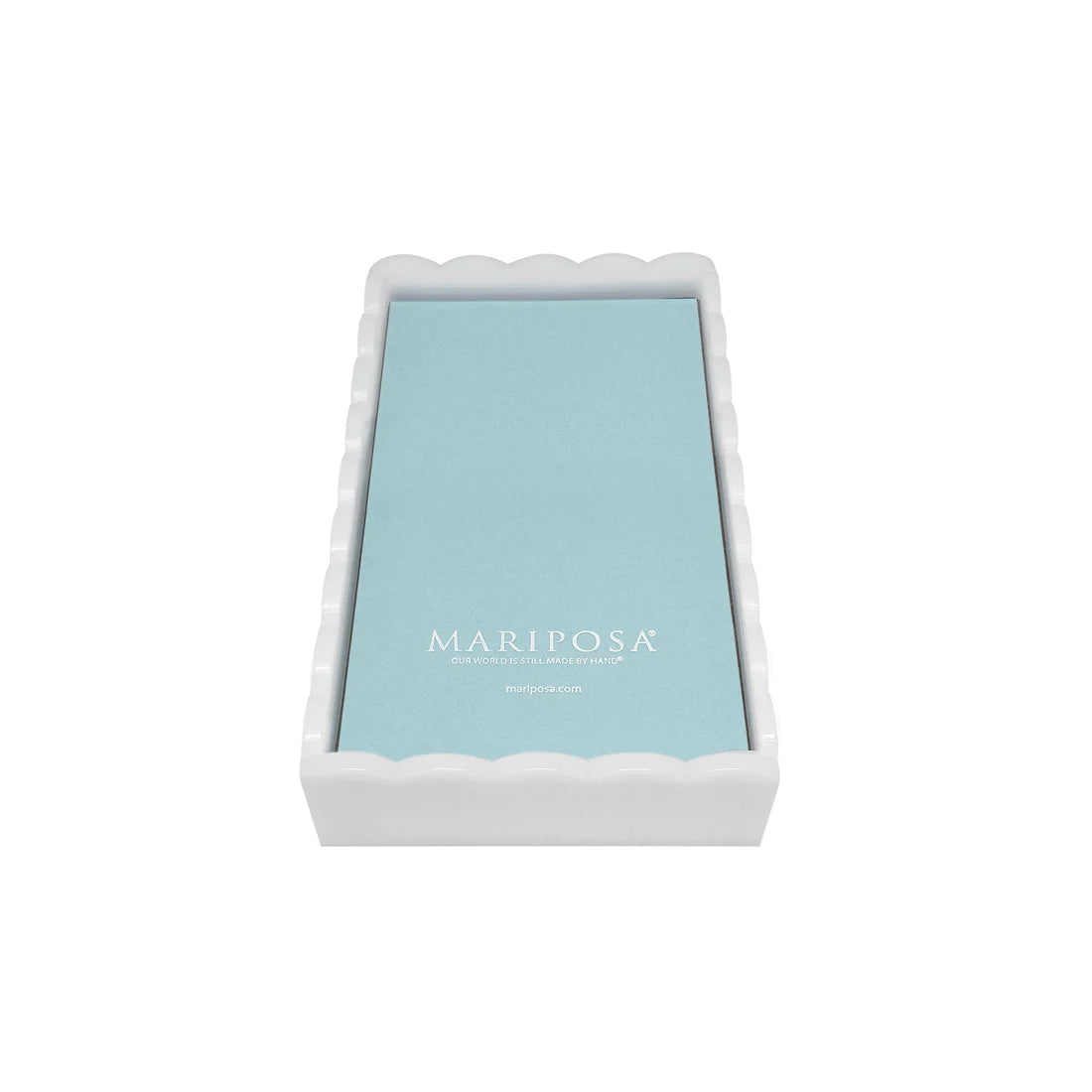 White Scalloped Napkin Box with Insert