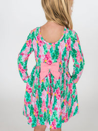 Girls Pink Jolly Grove Knit Long Sleeve Twirl Dress