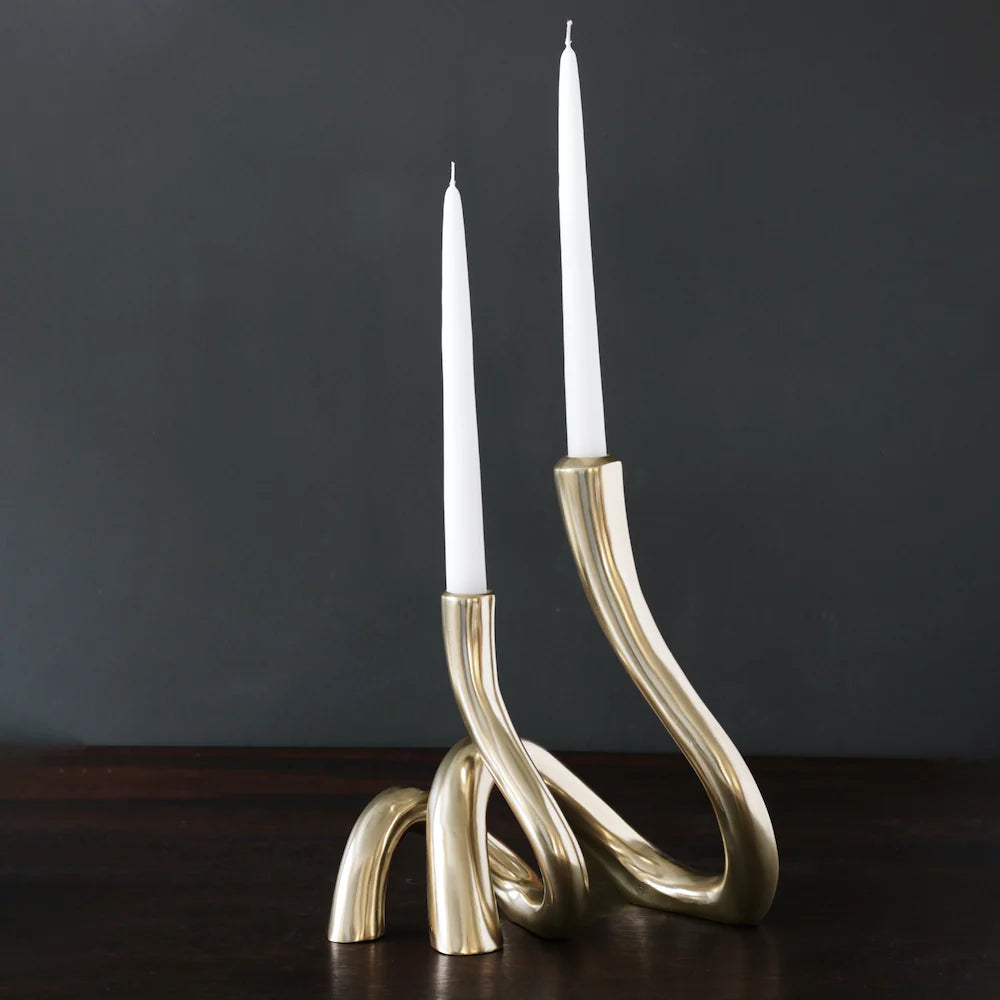 Sierra Modern 8" Gold Serpente Candlestick