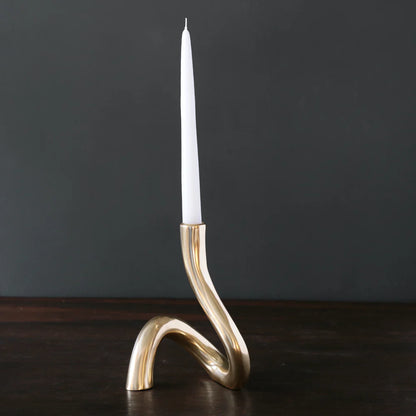 Sierra Modern 8" Gold Serpente Candlestick