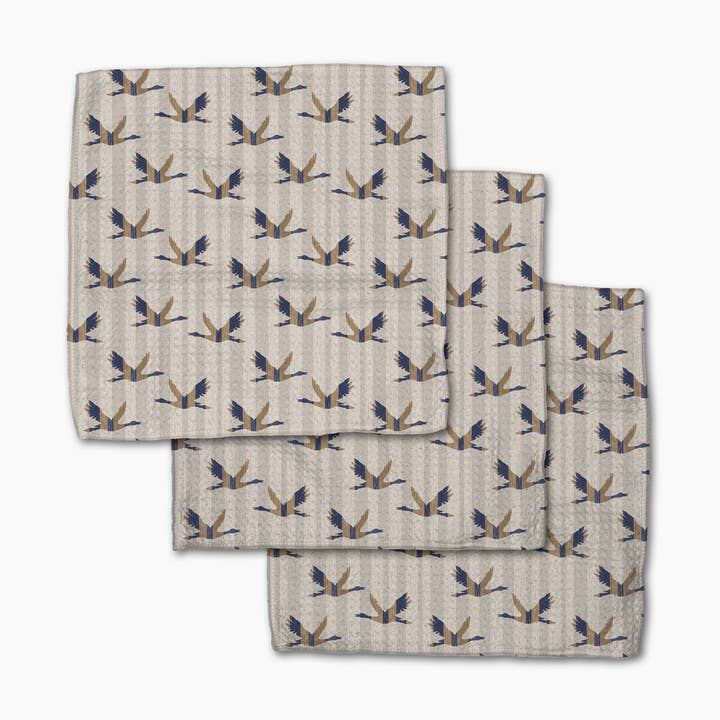 Striped Nautical Birds Dishcloth Set of 3