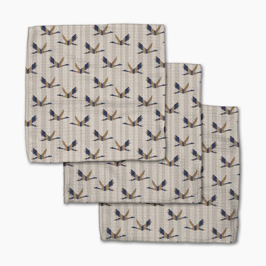 Striped Nautical Birds Dishcloth Set of 3