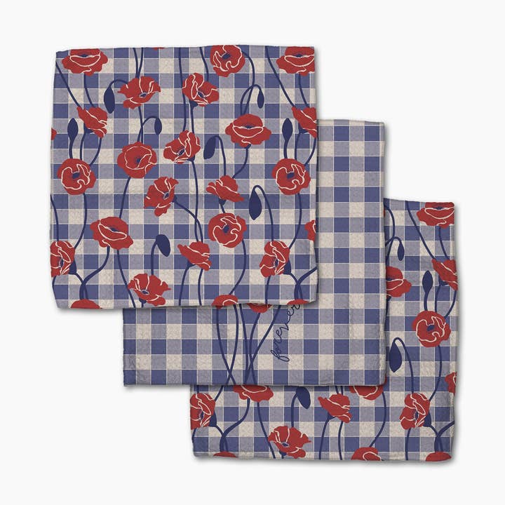 Forever Free Poppies Dishcloth Set of 3