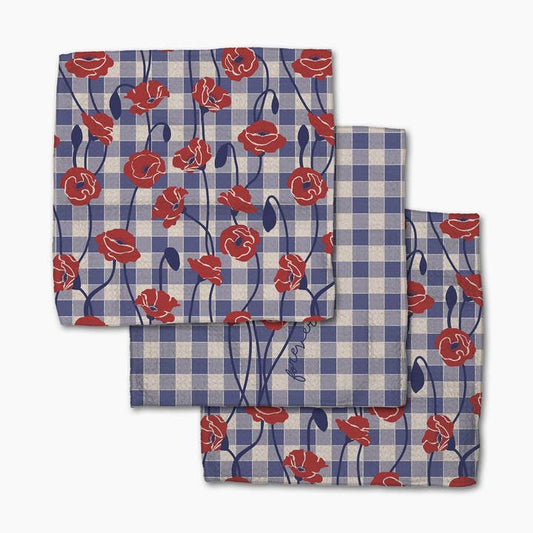 Forever Free Poppies Dishcloth Set of 3
