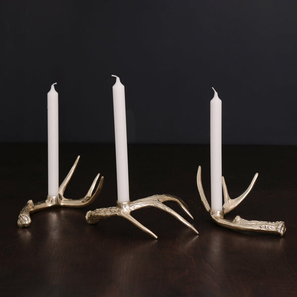 WESTERN Sierra Modern Antler Candlestick Gold Set of 3 (Gold)
