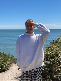 Pearl Grey Basic Blank Mockneck Sweatshirt