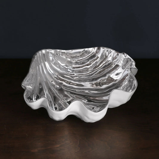 Thanni White and Silver Large Shell Bowl