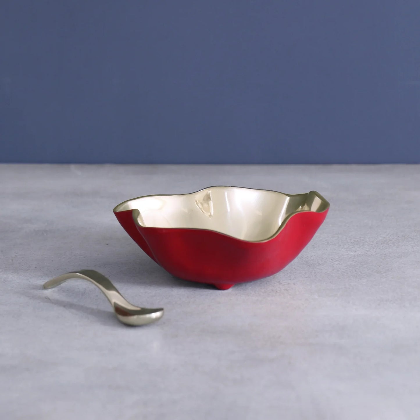 Thanni Red and Gold Mini Bowl with Spoon