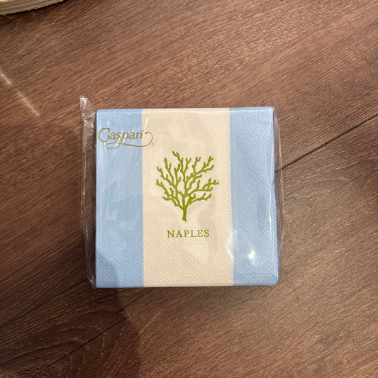 Naples Coral Light Blue Cocktail Napkins