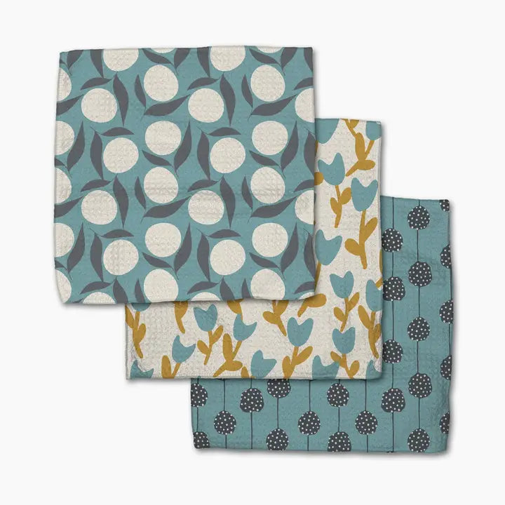 Polka Dot Blooms Dishcloth Set of 3