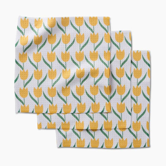 Spring Tulip Flowers Dishcloth Set of 3