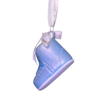 Blue Baby's First Christmas Shoe Glass Ornament