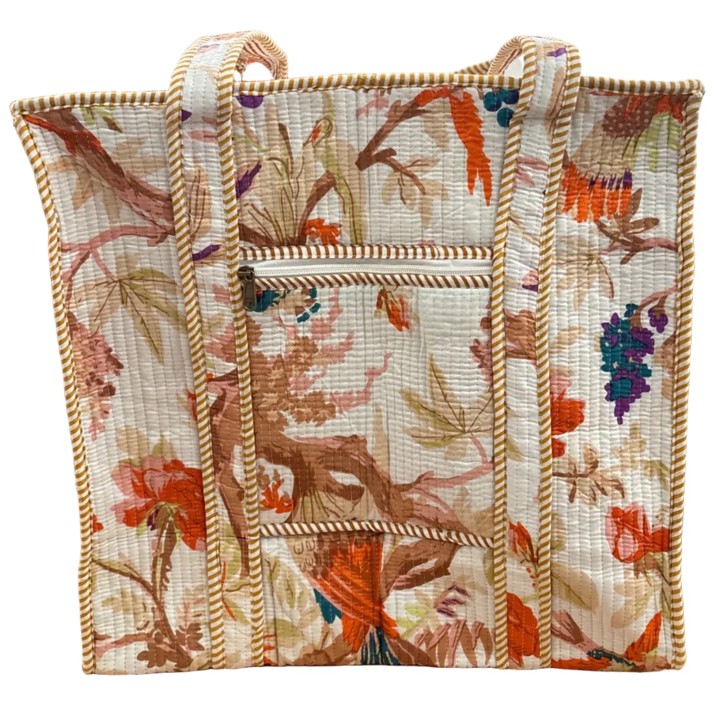 Zip Top Quilted Tote