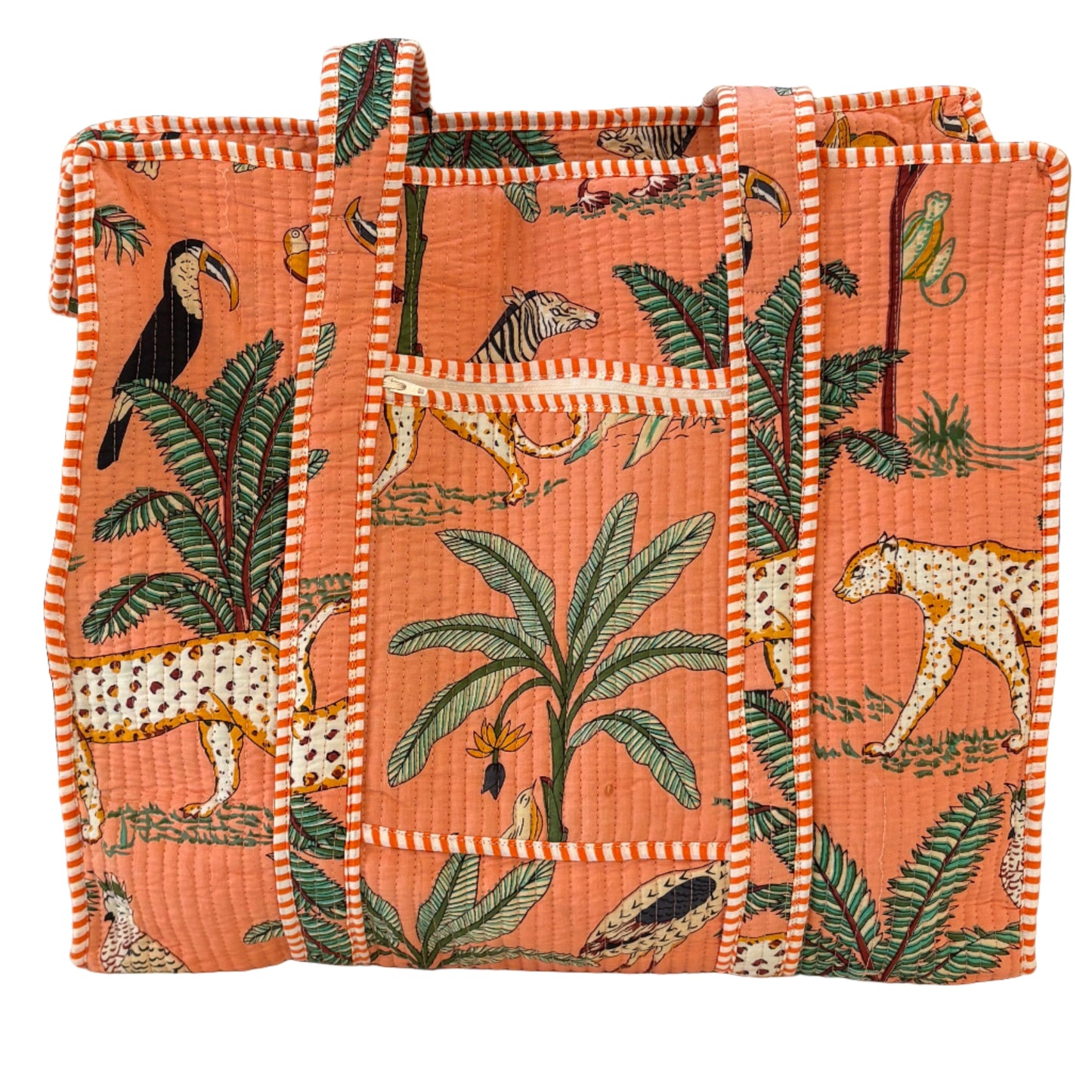 Zip Top Quilted Tote