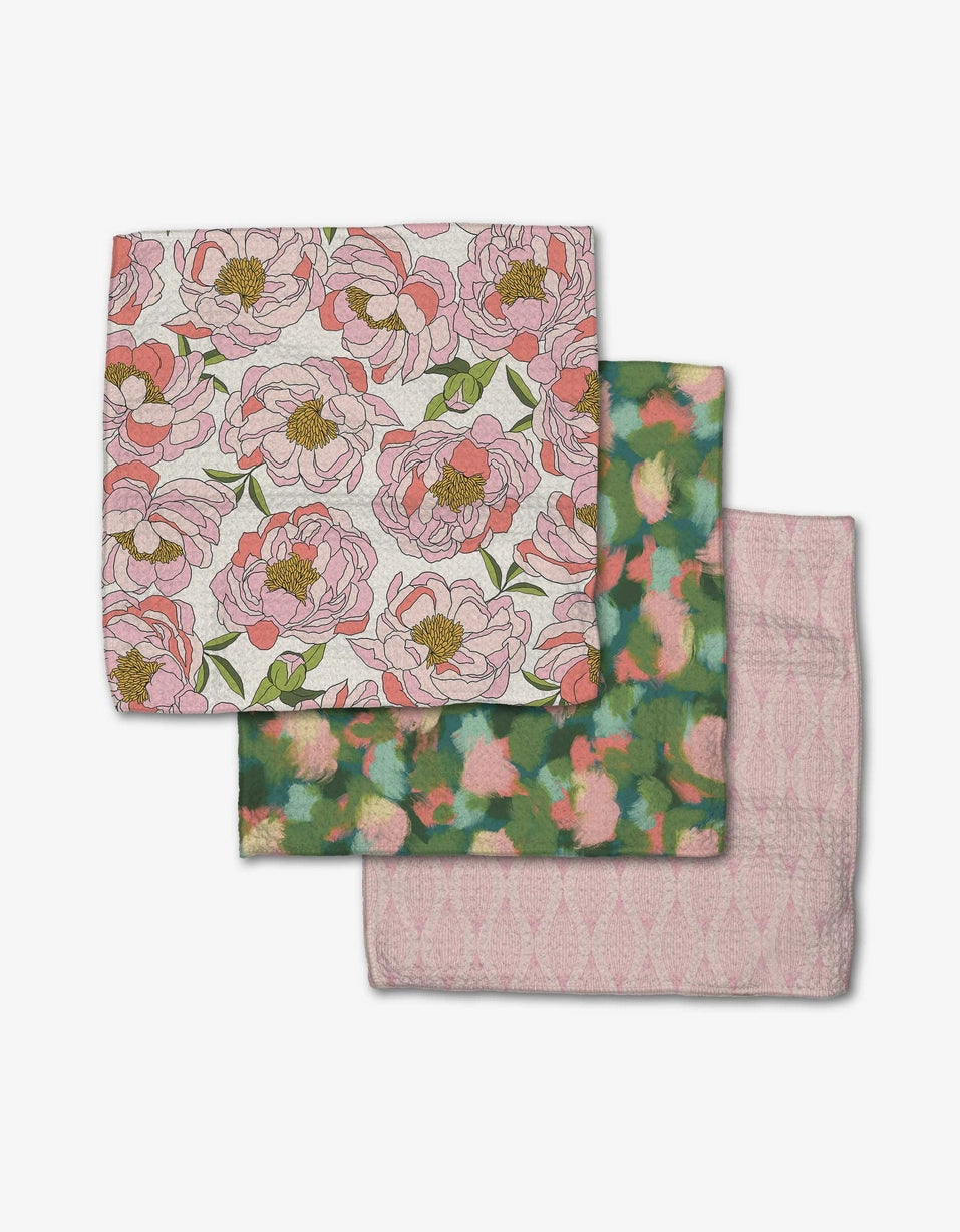 Peony Paradise Dishcloth Set of 3