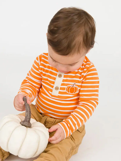Orange Stripe Pumpkin Bodysuit