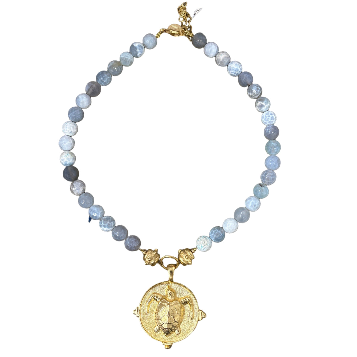 Large Gold Turtle Agate Necklace