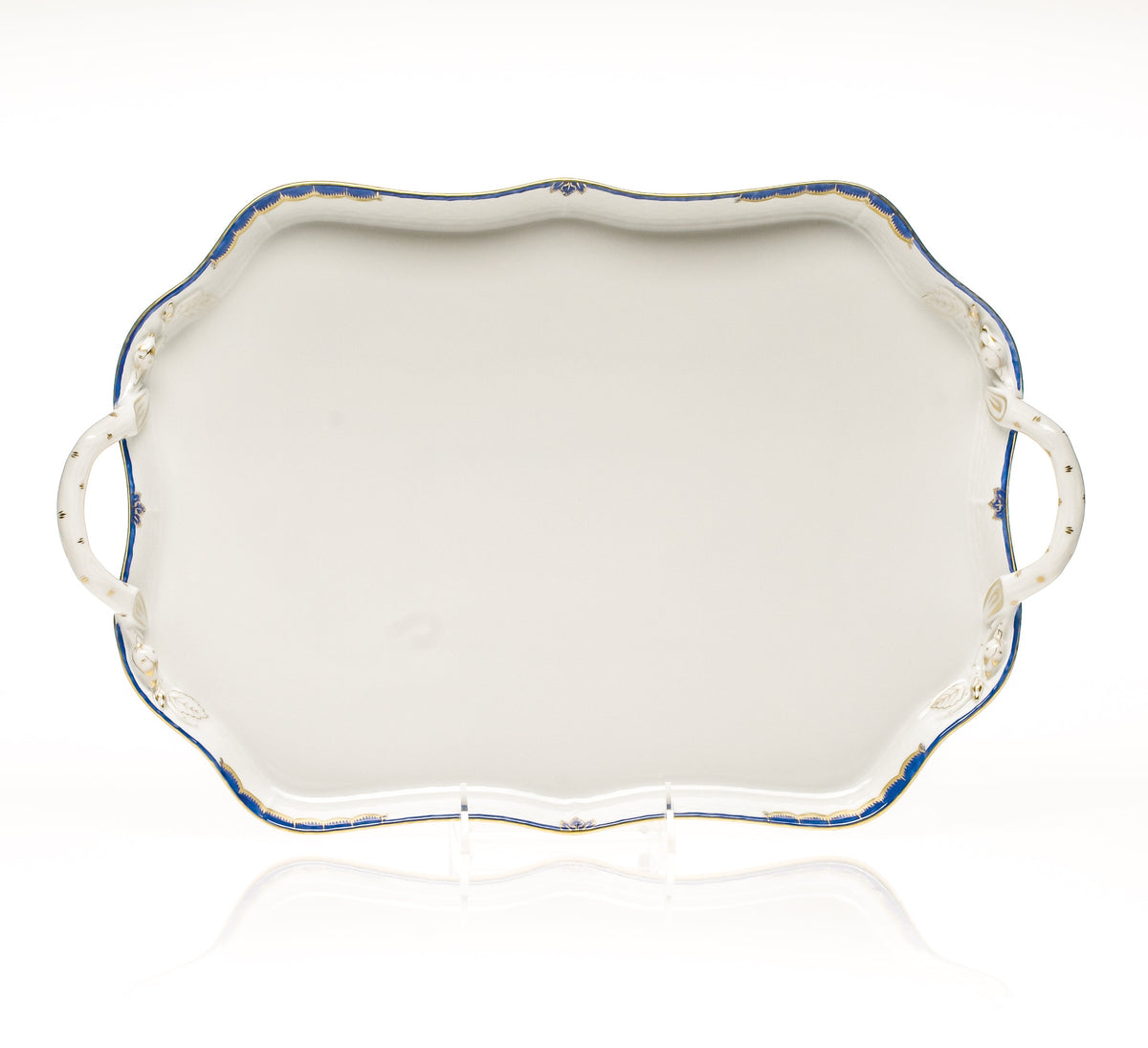 Princess Victoria Blue Rec Tray with Branch Handles