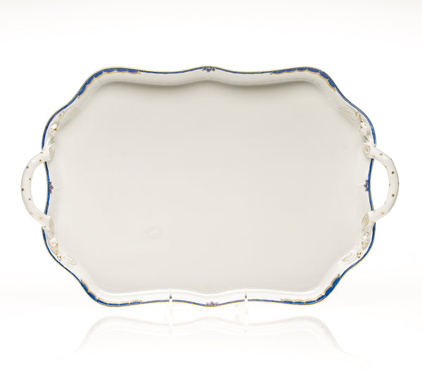Princess Victoria Blue Rec Tray with Branch Handles