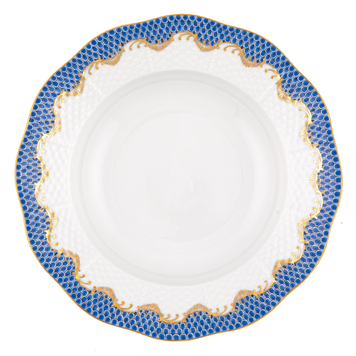 Fish Scale Blue Rim Soup Plate
