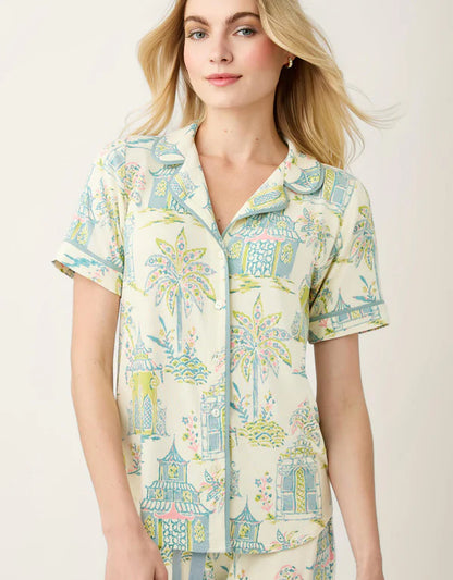 Short Sleeve Pajama Top Flagler Teal