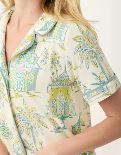 Short Sleeve Pajama Top Flagler Teal