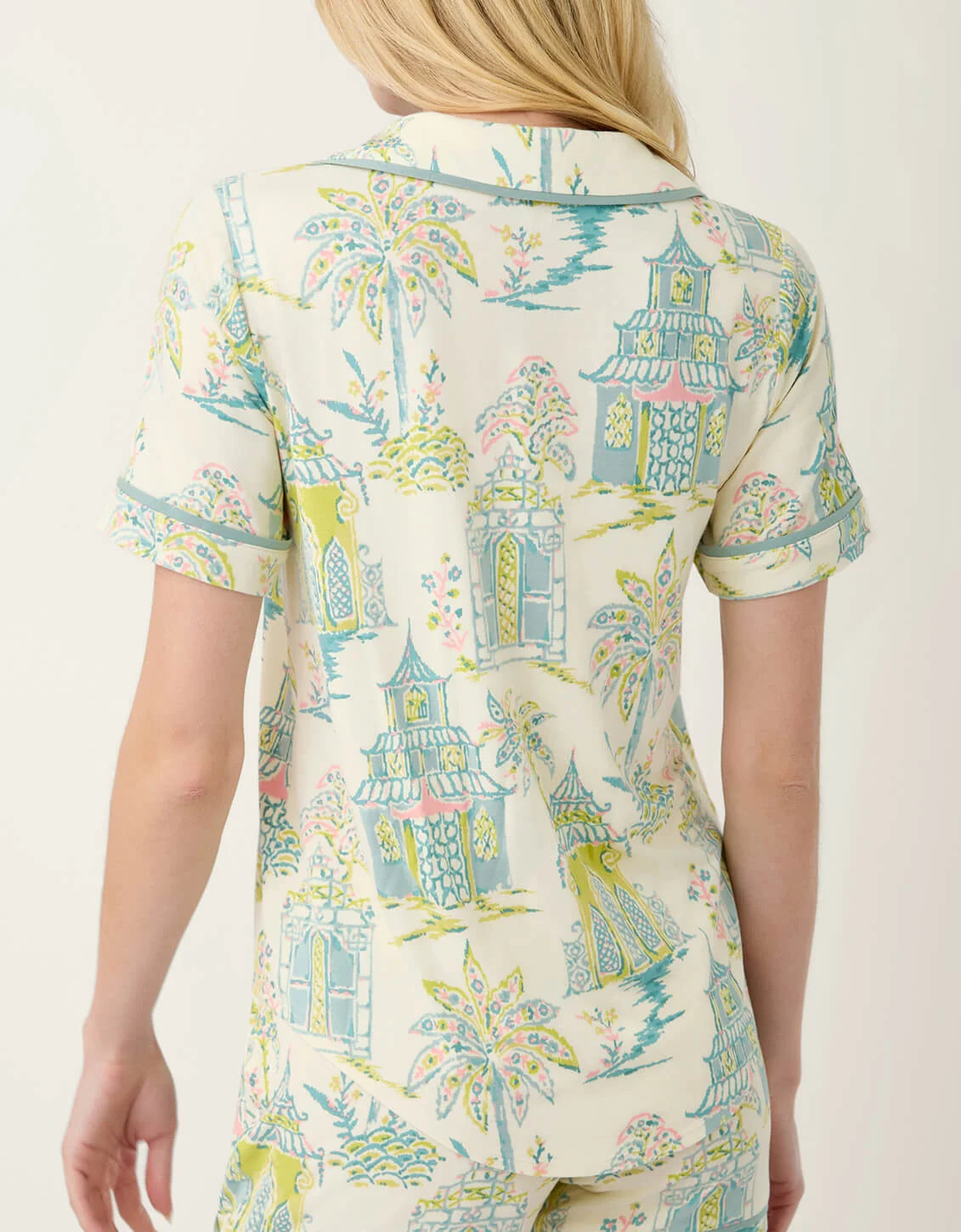 Short Sleeve Pajama Top Flagler Teal