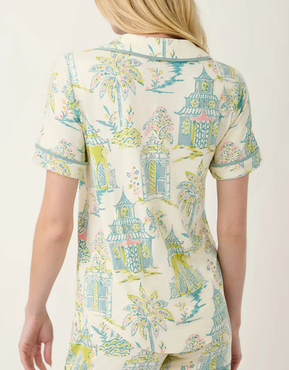 Short Sleeve Pajama Top Flagler Teal
