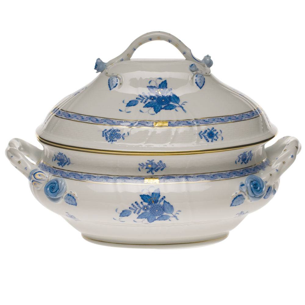 Chinese Bouquet Blue Tureen with Branch Handles, Motif 2