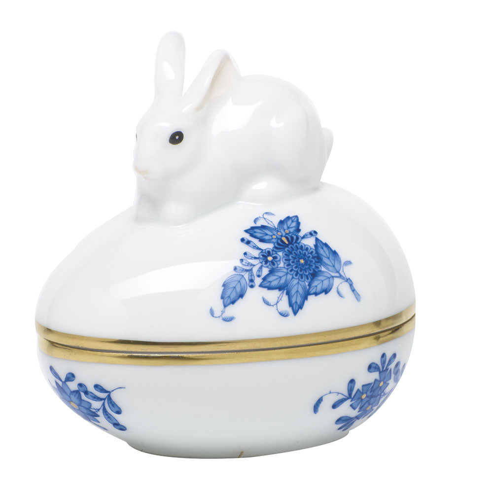 Chinese Bouquet Blue Egg Bonbon with Bunny, Motif 96