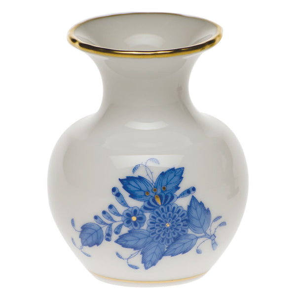Chinese Bouquet Blue Medium Bud Vase with Lip