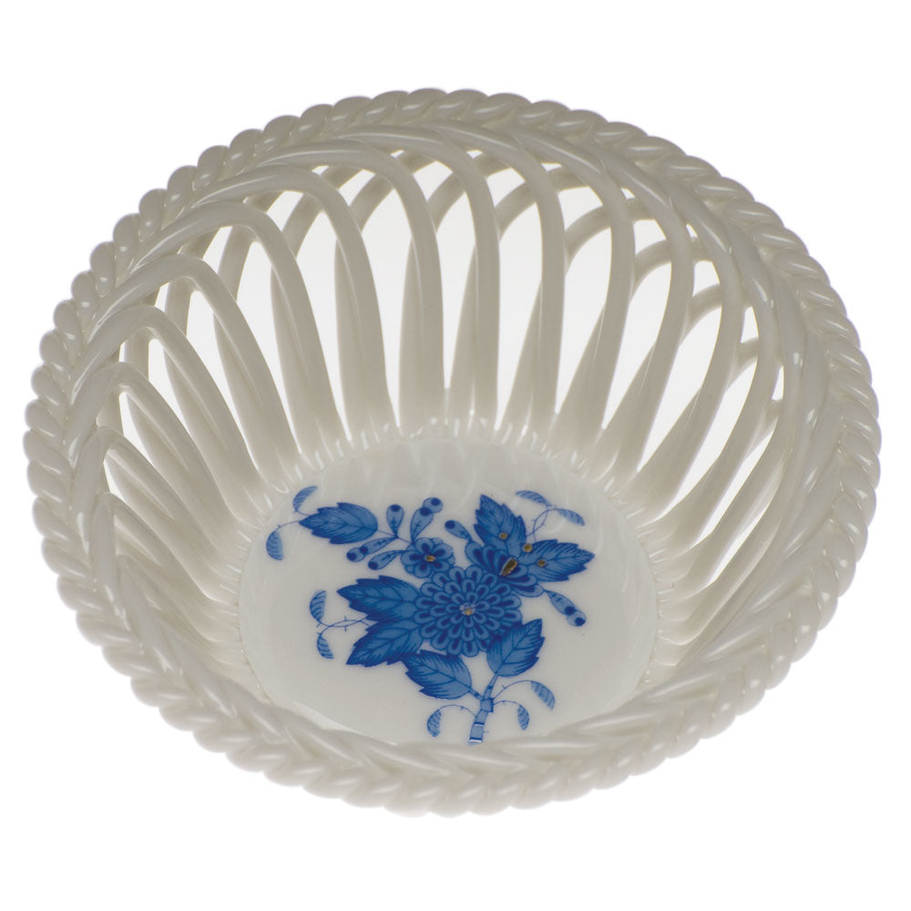 Chinese Bouquet Blue Small Openwork Basket