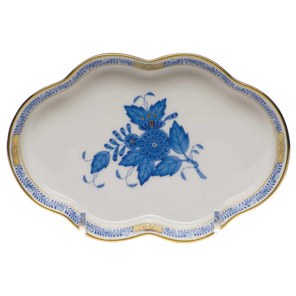 Chinese Bouquet Blue Small Scalloped Tray