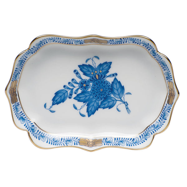 Chinese Bouquet Blue Mini Scalloped Tray