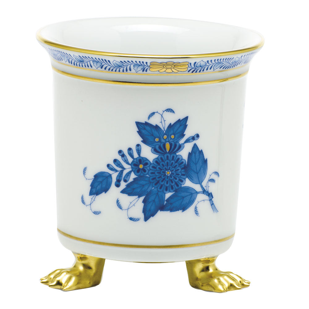 Chinese Bouquet Blue Mini Cachepot with Feet
