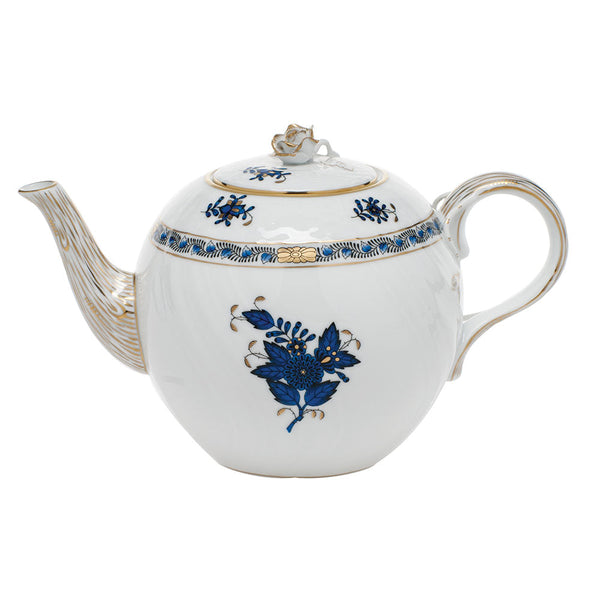 Chinese Bouquet Black Sapphire Tea Pot with Rose, Motif 9