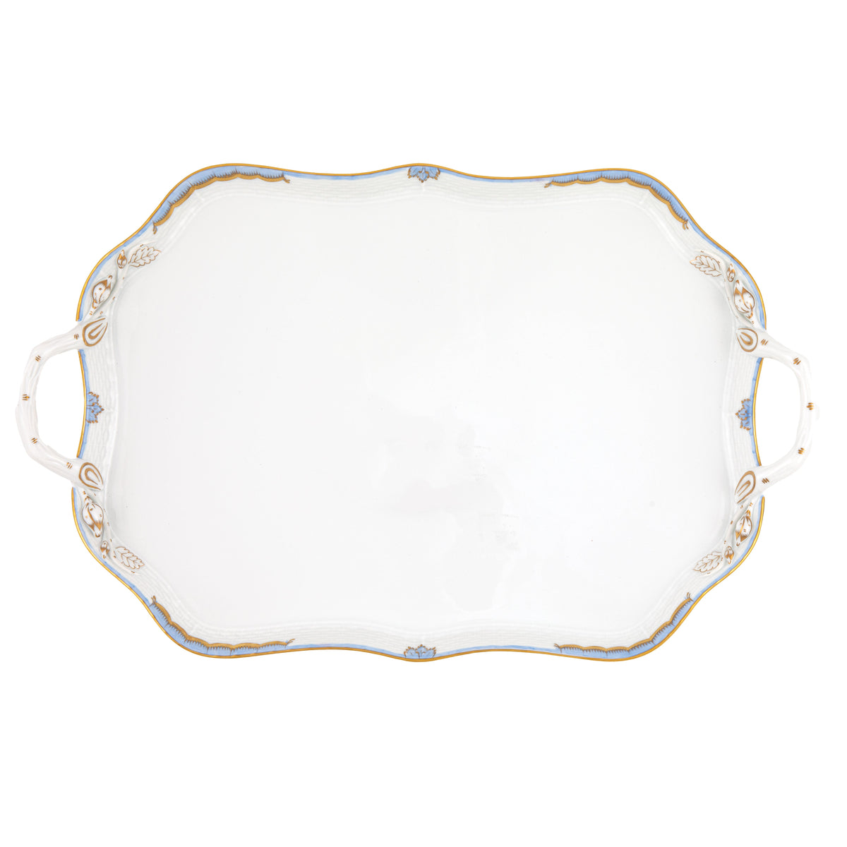 Princess Victoria Light Blue Rec Tray with Branch Handles
