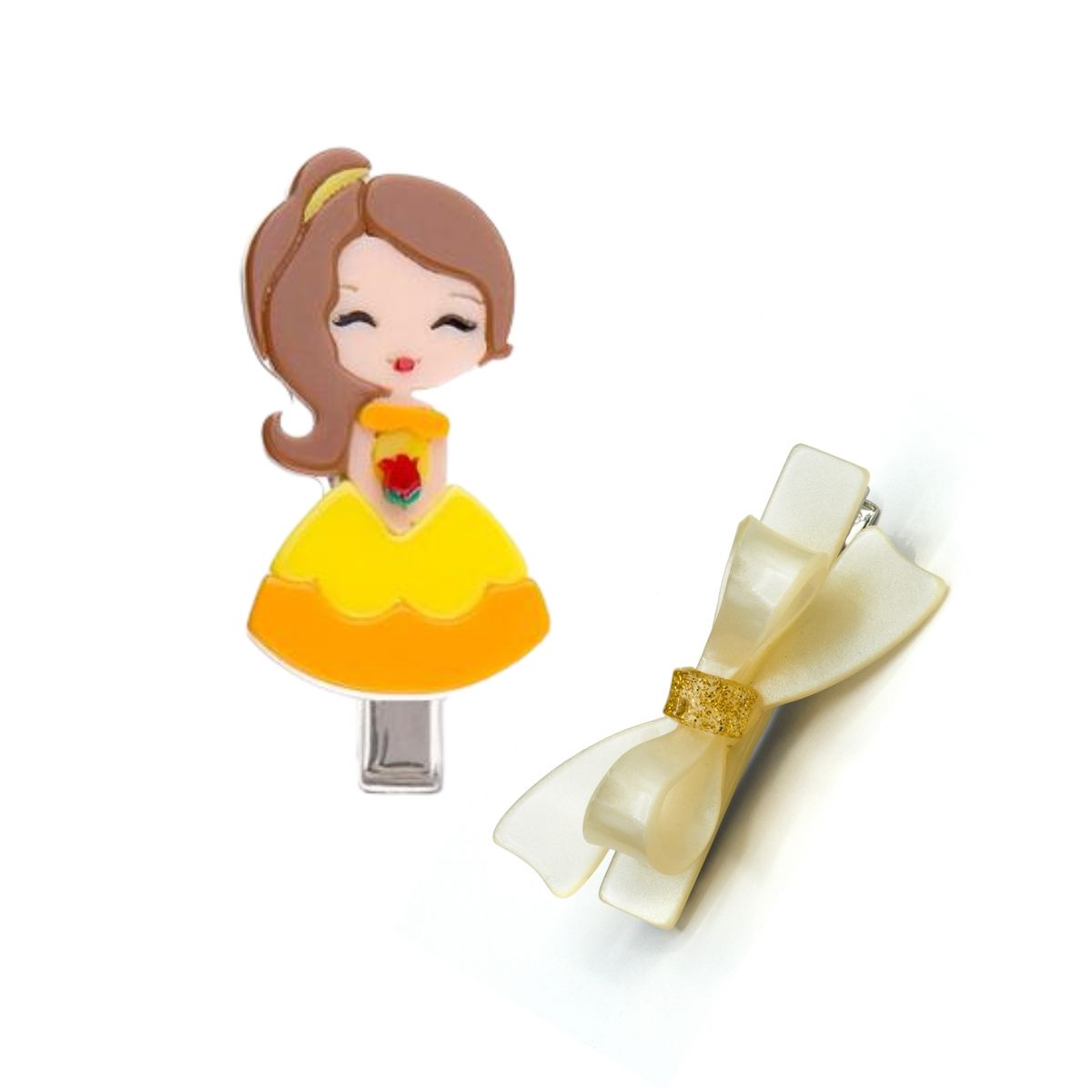 Cute Doll Red Rose with Bow Hair Clip