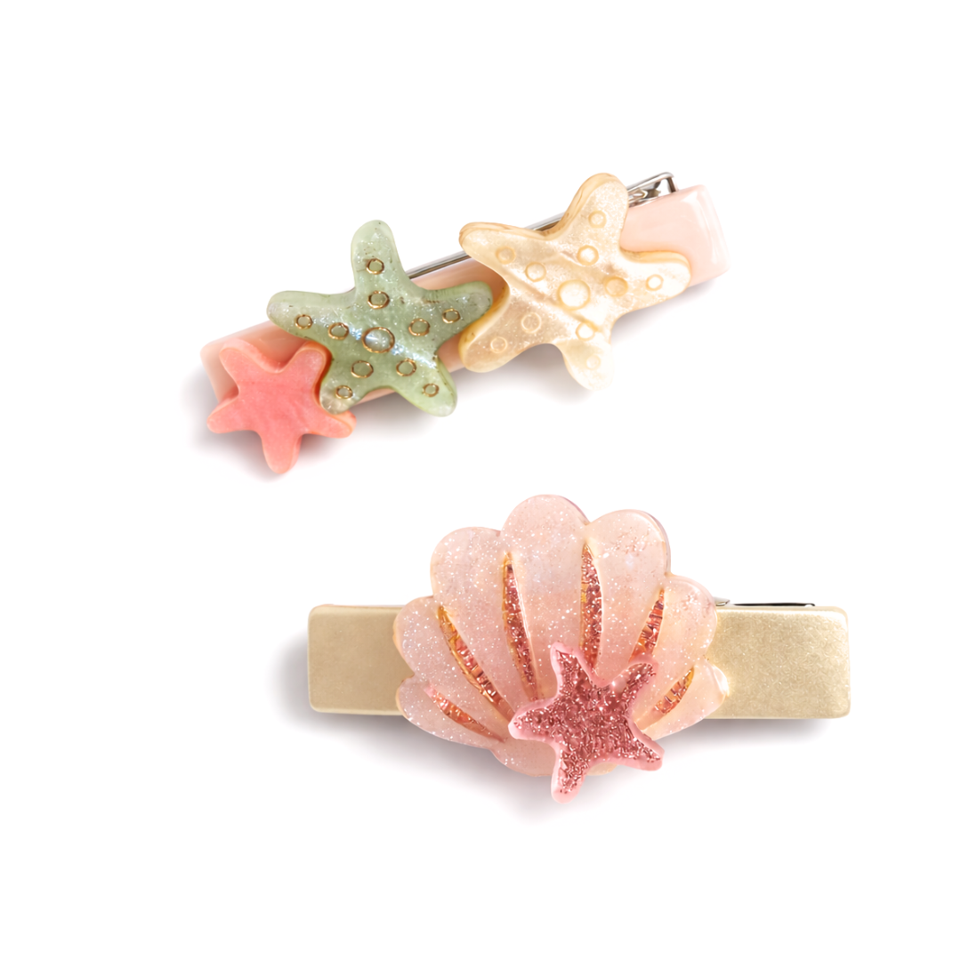 Seashell and Stars Hair Clips