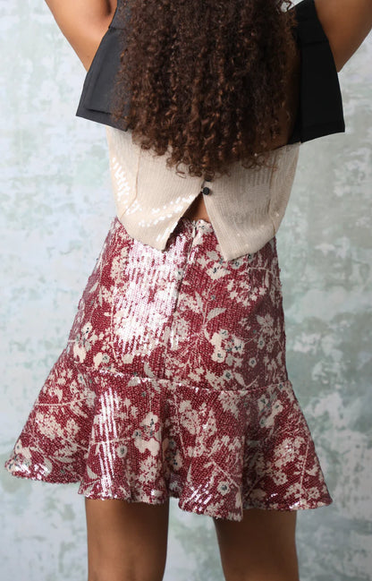 Amalia Floral Burgundy Skirt