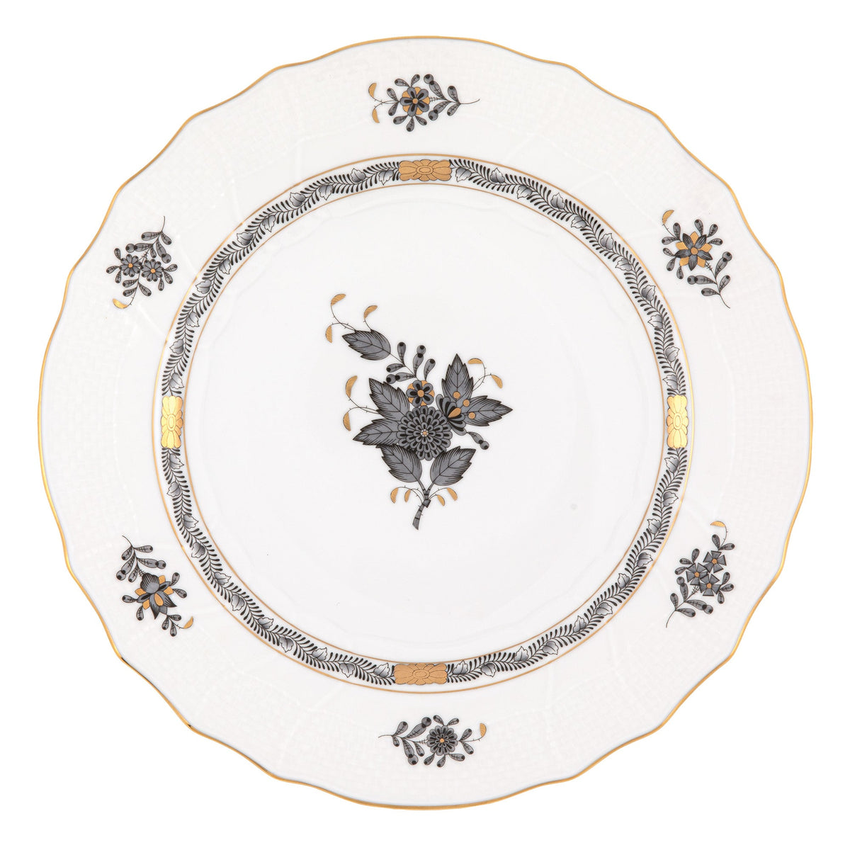 Chinese Bouquet Black Dinner Plate