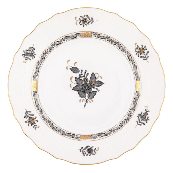 Chinese Bouquet Black Dinner Plate