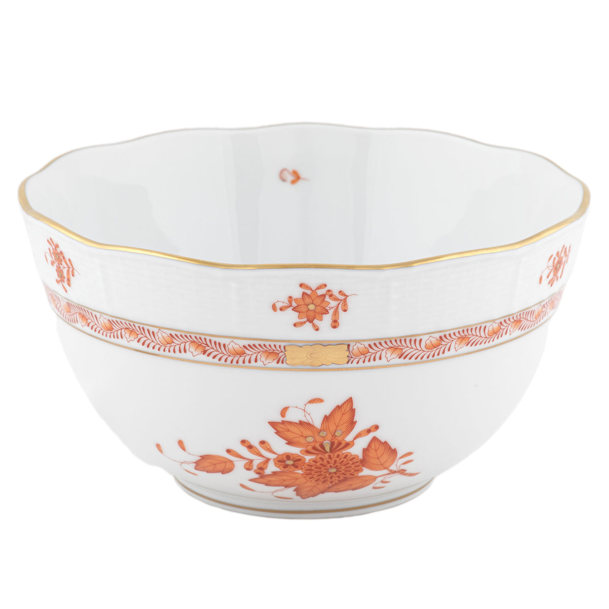 Chinese Bouquet Rust Round Bowl