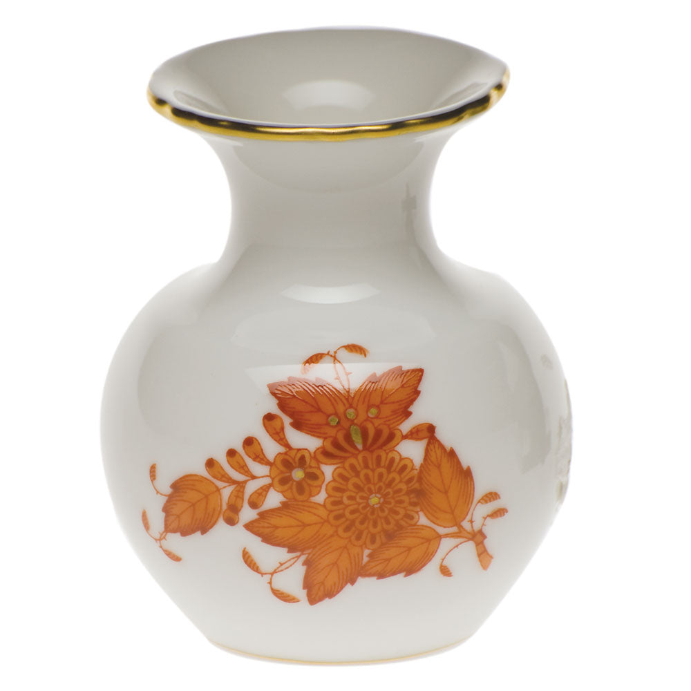 Chinese Bouquet Rust Medium Bud Vase with Lip