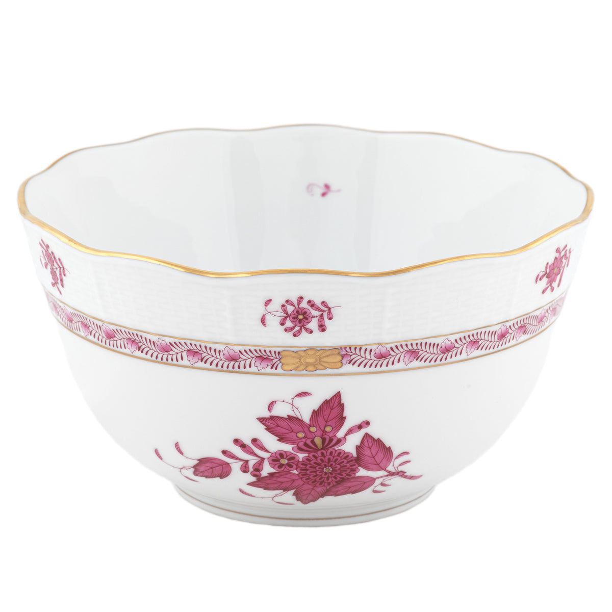 Chinese Bouquet Raspberry Round Bowl