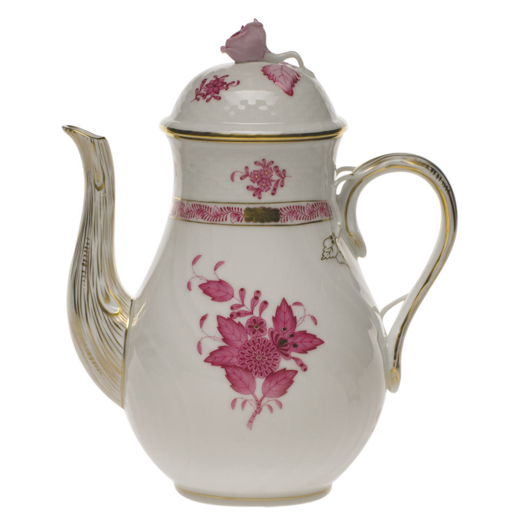 Chinese Bouquet Raspberry Coffee Pot with Rose, Motif 9