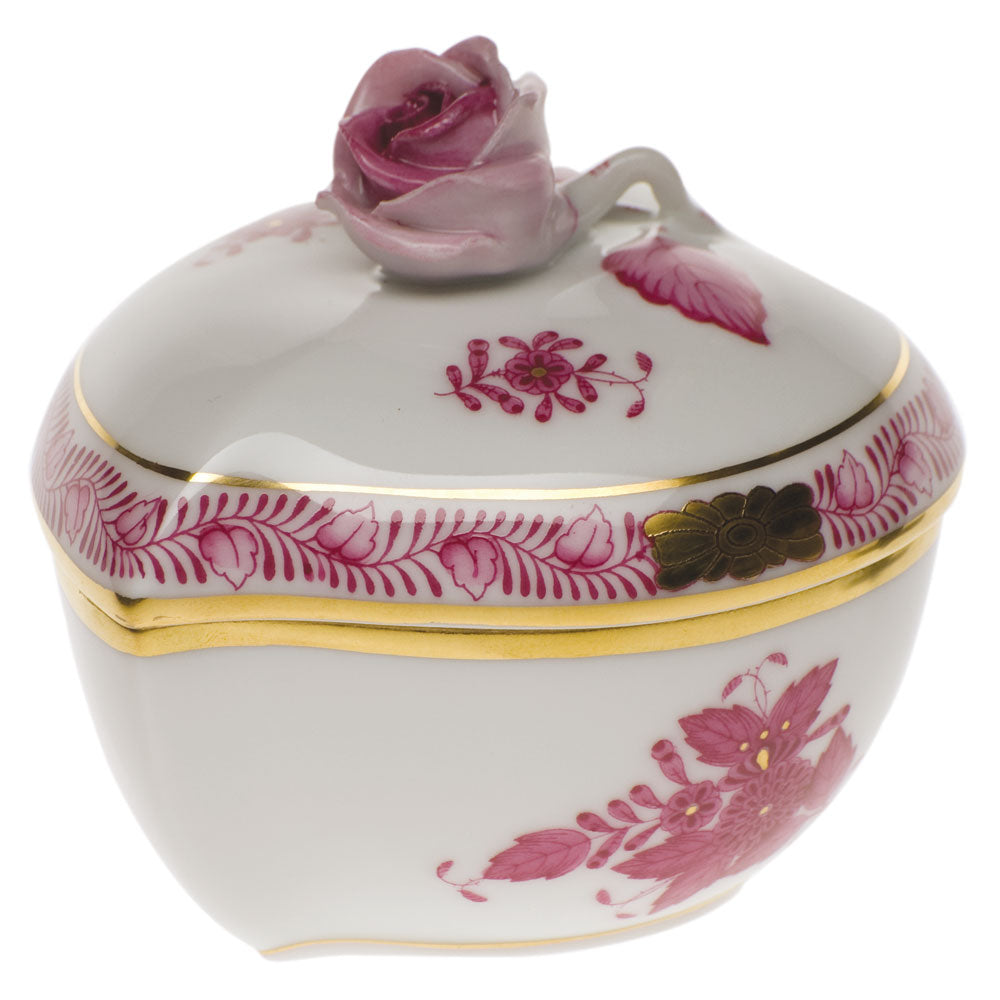 Chinese Bouquet Raspberry Heart Bonbon with Rose, Motif 9